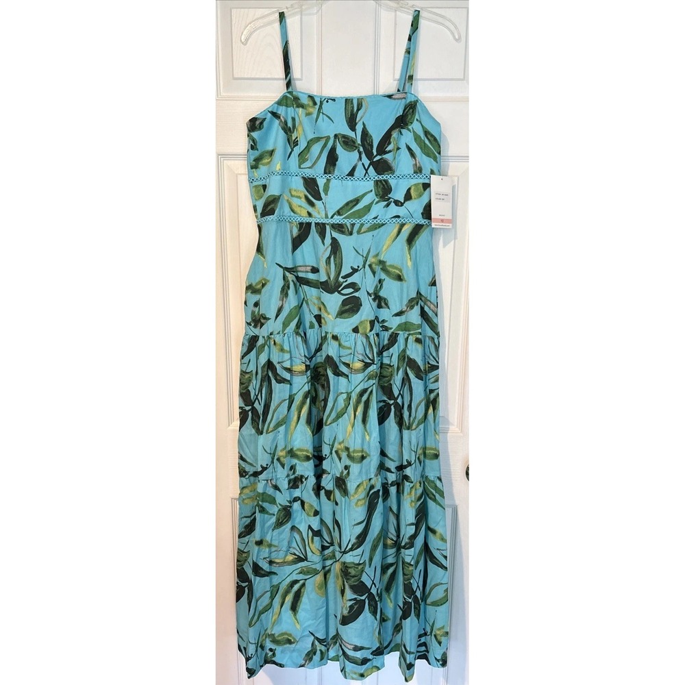 Taylor Floral Tiered Ruffle Maxi Dress 10 Maxi Cotton Smocked Tropical Beach New